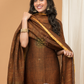 Handloom Jamdani Unstitched 2-Piece Kurti  |  Coffee Brown