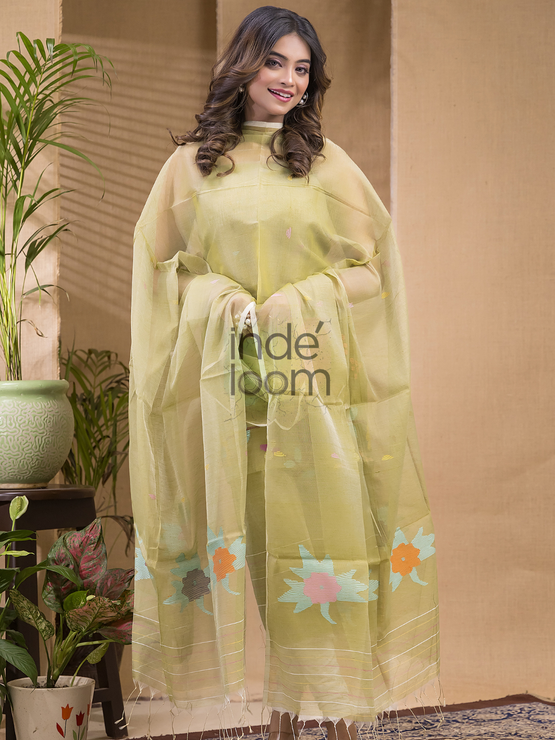 Sunset Gold Jamdani 2-Piece Set Kurti & Dupatta (UNSTITCHED) -683