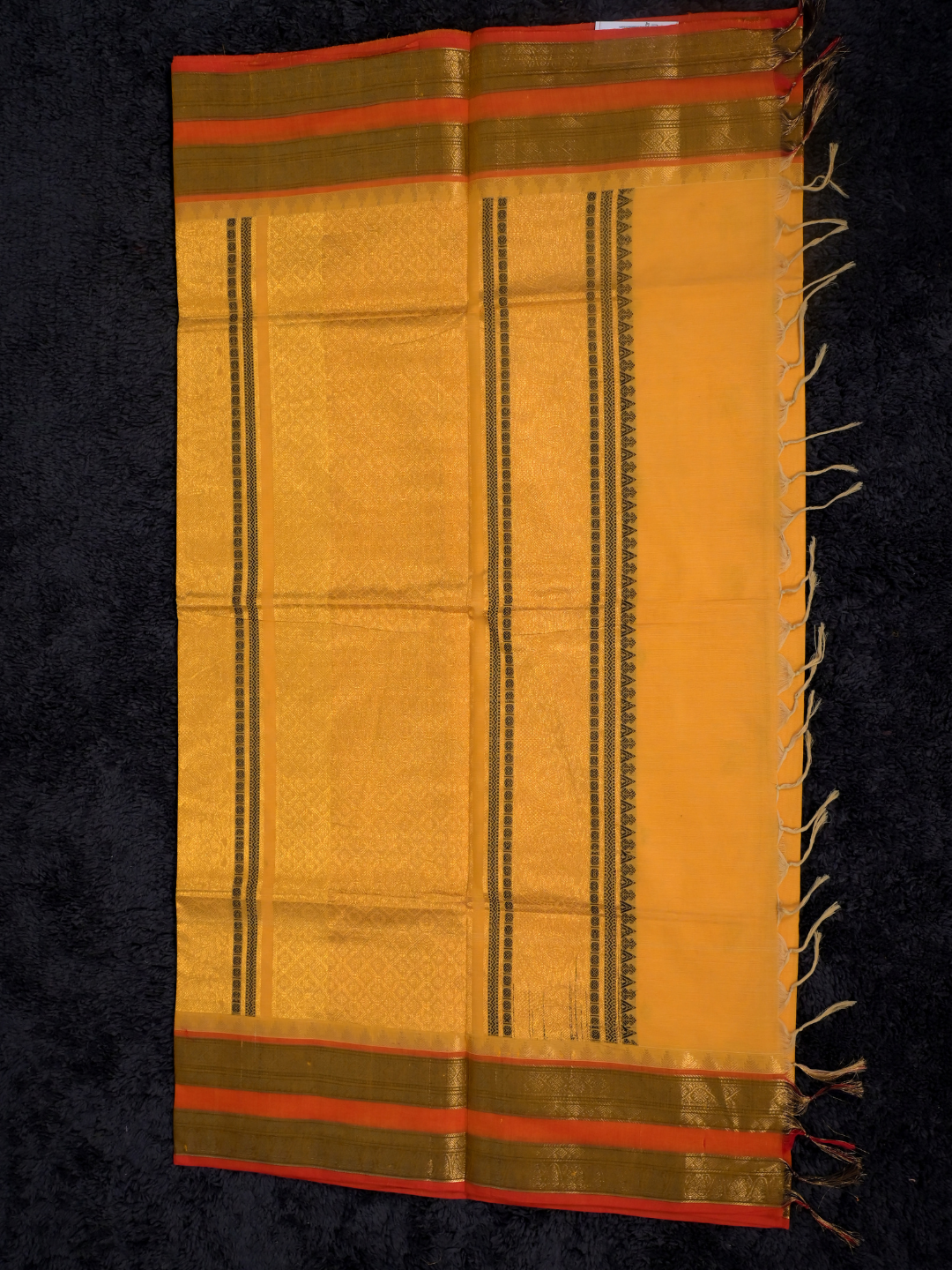 Kanchi Cotton|Yellow & Orange/ Olive Green