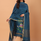 Classic Blue Linen Jamdani 2-Piece Set Kurti & Dupatta (UNSTITCHED) - 074