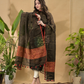 Army Green Jamdani 2-Piece Set Kurti & Dupatta (UNSTITCHED) -720