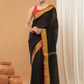 Linen Sequin Jamdani Saree With Super Black -004
