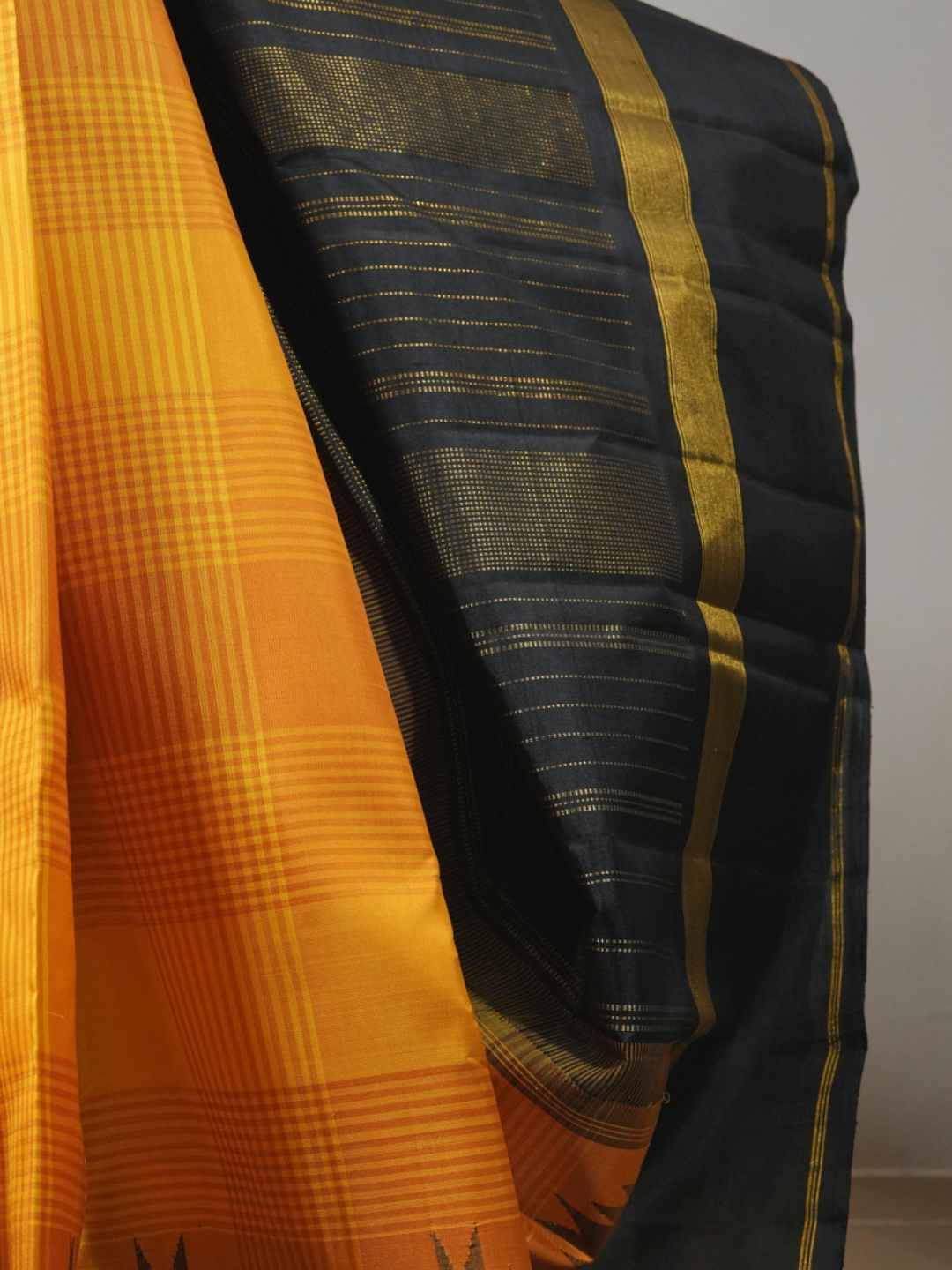Silk Mark Certified Handloom Kanjivaram Silk Saree  |  Mustard Yellow