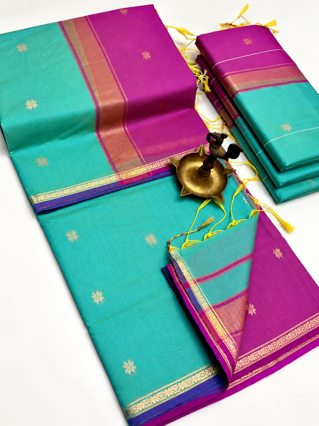 Maheshwari Silk Cotton Saree – Festive Elegance | Aqua Blue