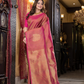 Pushpi  -  Rose pink silk with delicate mayura chakra motifs