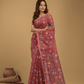 Muslin Jamdani Saree With Pastel Red - 020