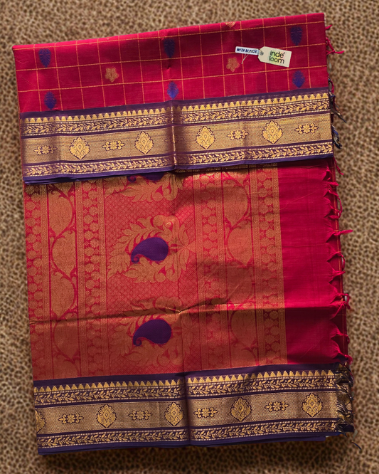 Kanchi Cotton|bright red & purple
