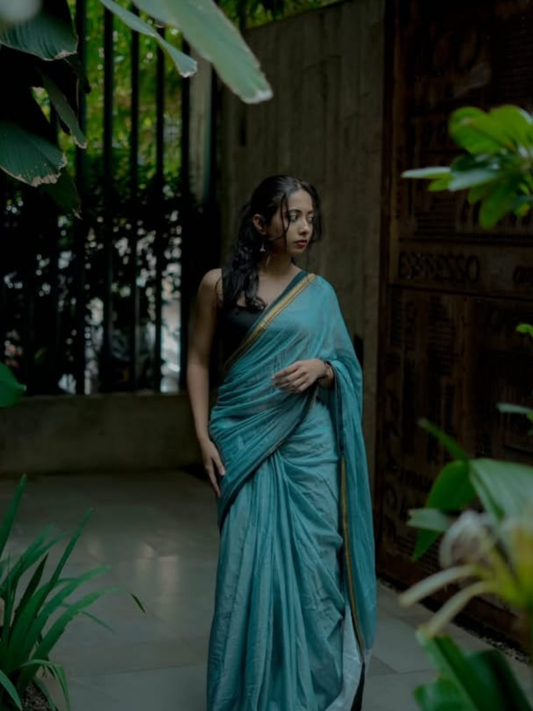 Handloom Narayanpet Cotton Saree | Powder Blue