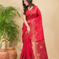 Matka Silk Jamdani Saree With Imperial Red - 026