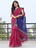 Maheshwari Silk Cotton Saree – Festive Elegance | Pink