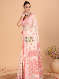 Lal Par Cotton Saree With Cream White - 128