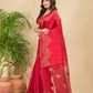 Matka Silk Jamdani Saree With Imperial Red - 026