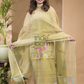 Sunset Gold Jamdani 2-Piece Set Kurti & Dupatta (UNSTITCHED) -683