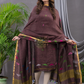 Deep Brown Linen X Linen 2-Piece Set Kurti & Dupatta (UNSTITCHED) - 119