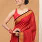 Linen Sequin Jamdani Saree With Apple Red-003