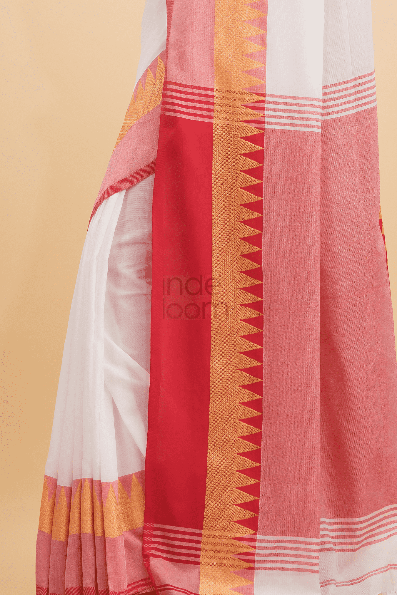 Dewali Silk Saree with Red and Golden Border-014 - indeloom