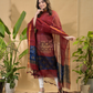 Wine Red Sequin Jamdani 2-Piece Set Kurti & Dupatta (UNSTITCHED) -722