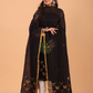 True Black Cotton Linen Jamdani 2-Piece Set Kurti & Dupatta (UNSTITCHED) - 061