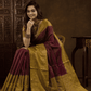 Marron Cotton Silk Saree - 008 - indeloom