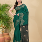 Matka Silk Jamdani Saree With Dark Green - 027