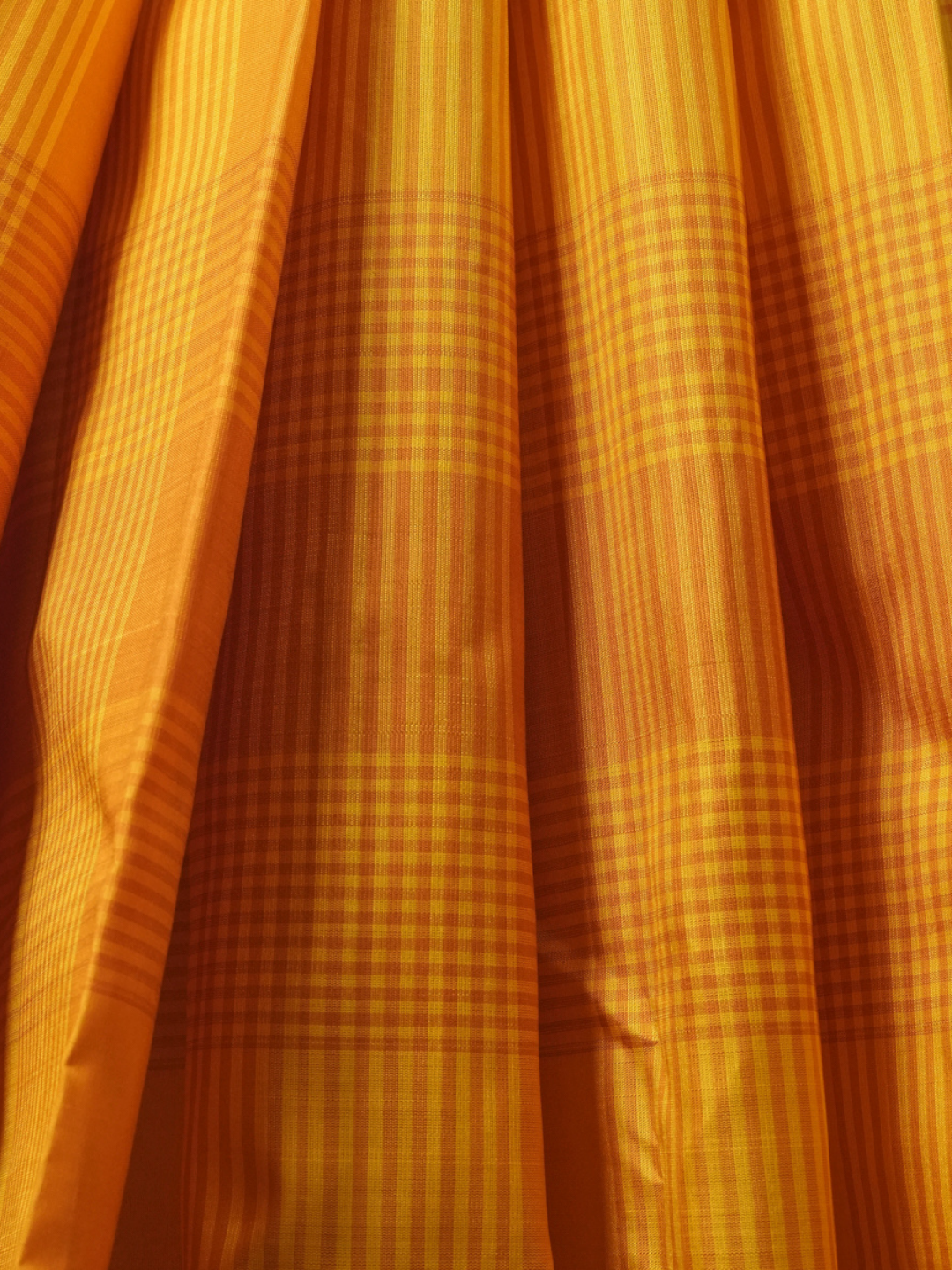 Silk Mark Certified Handloom Kanjivaram Silk Saree  |  Mustard Yellow