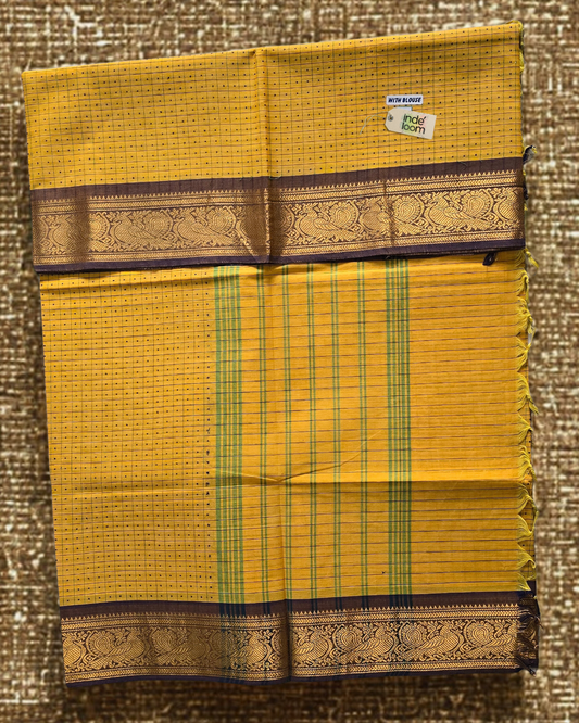 Kanchi Cotton|Bright Yellow & Purple