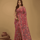 Muslin Jamdani Saree With Pastel Red - 020