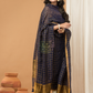 Blue with Golden color Jamdani 2-Piece Set Kurti & Dupatta (UNSTITCHED) - 156