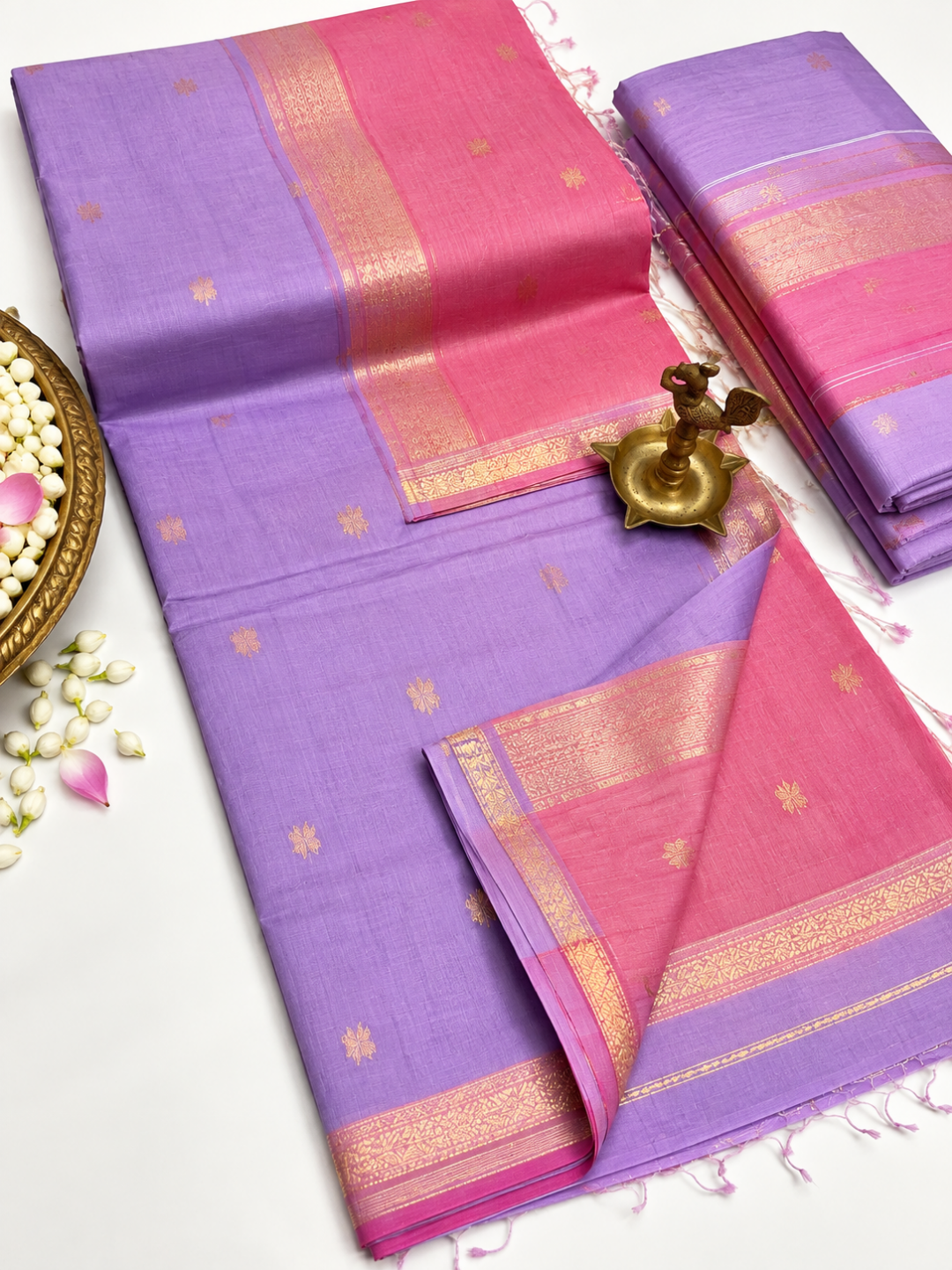 Maheshwari Silk Cotton Saree – Festive Elegance | Lavender
