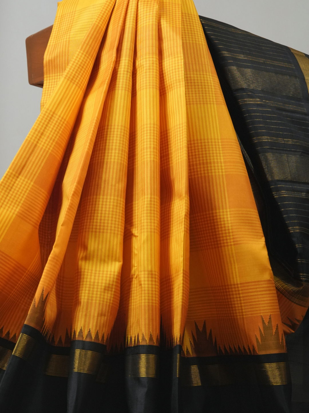 Silk Mark Certified Handloom Kanjivaram Silk Saree  |  Mustard Yellow