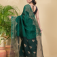 Matka Silk Jamdani Saree With Dark Green - 027