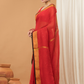 Linen Sequin Jamdani Saree With Apple Red-003