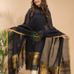 Rich Black Cotton Linen 2-Piece Set Kurti & Dupatta (UNSTITCHED) - 021