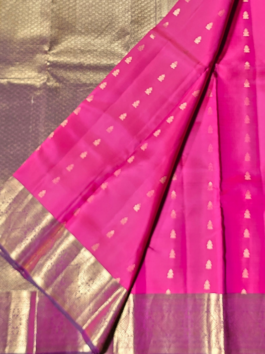 Traditional Kanjivaram Semi Silk Sarees | Rani Pink
