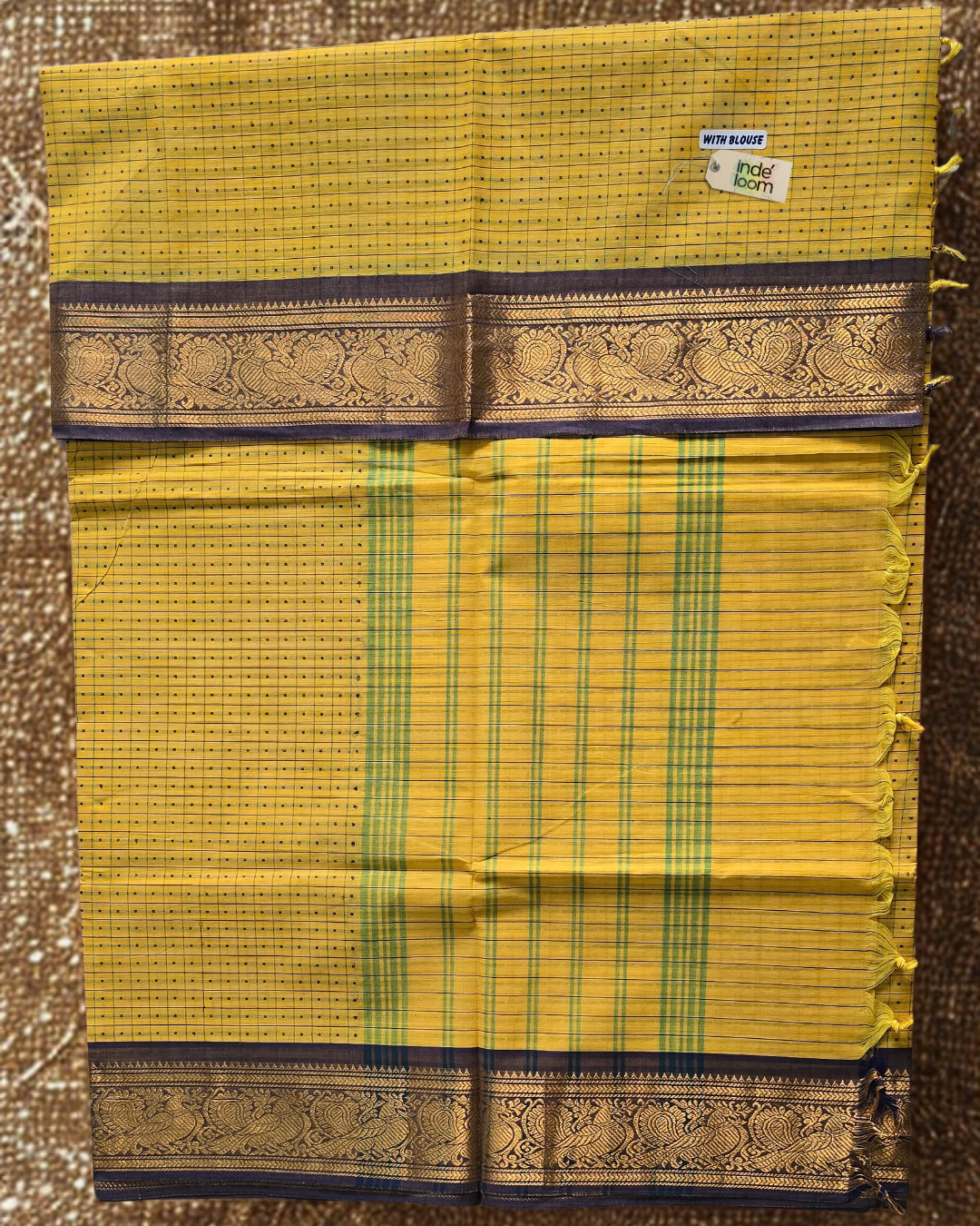 Kanchi Cotton|Marigold Yellow & Purple