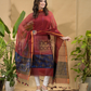 Wine Red Sequin Jamdani 2-Piece Set Kurti & Dupatta (UNSTITCHED) -722