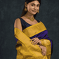Pure Handloom Korvai Saree | Navy Blue and Golden Yellow