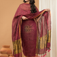 Maroon with Golden color Jamdani 2-Piece Set Kurti & Dupatta (UNSTITCHED) - 157