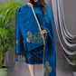 Classic Blue Cotton Linen  2-Piece Set Kurti & Dupatta (UNSTITCHED) - 120