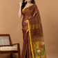 Handwoven Jamdani Silk Tissue Linen Saree | Copper Brown