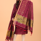 Maroon Linen Jamdani 2-Piece Set Kurti & Dupatta (UNSTITCHED) - 068