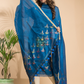 Indigo Blue Cotton Linen 2-Piece Set Kurti & Dupatta (UNSTITCHED) - 002