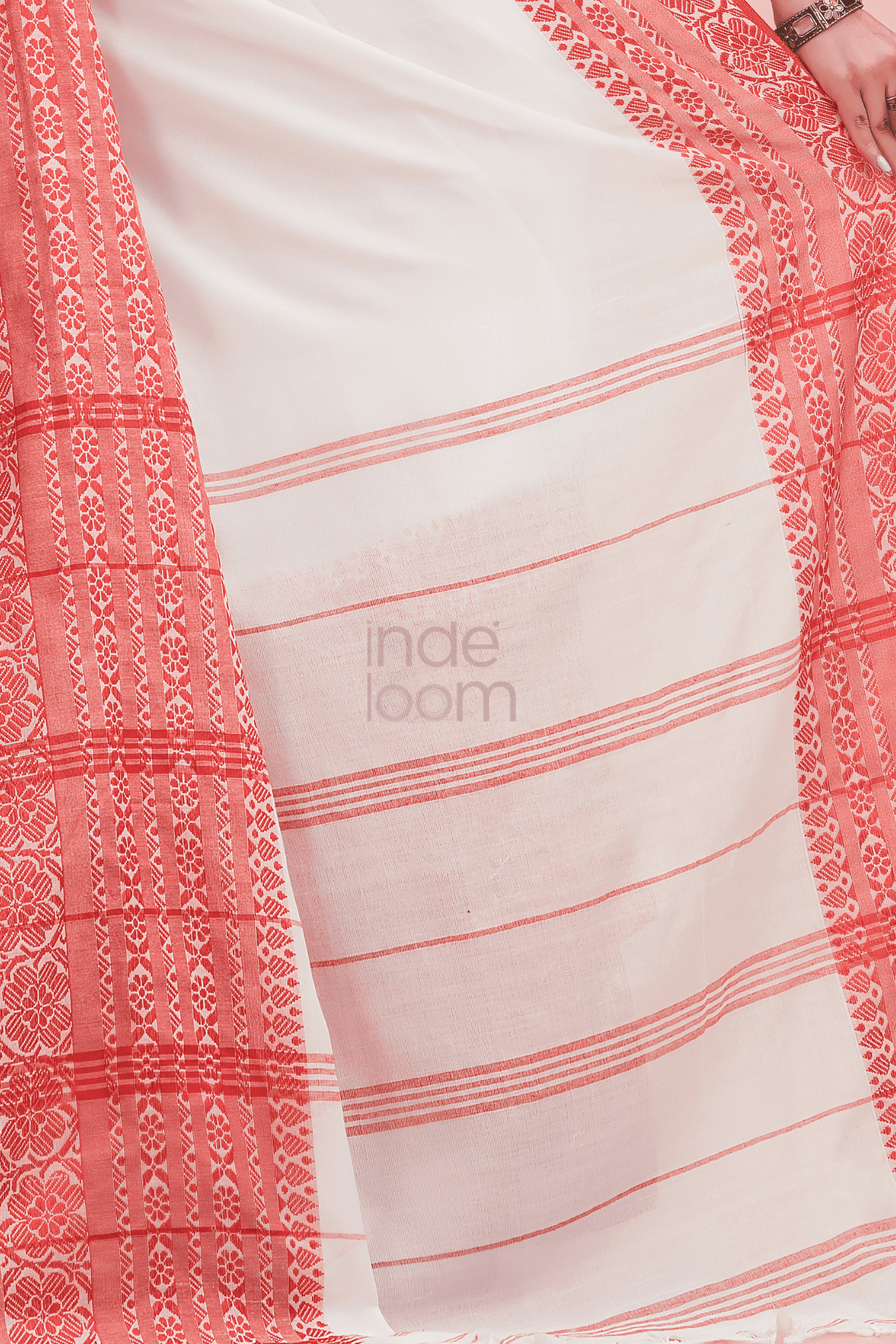 Dewali Silk Saree Red Zari Border-002 - indeloom