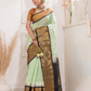 Pure Handloom Korvai Saree in With Mint Green & Golden Black Border - 003