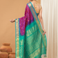 Pure Handloom Korvai Saree | Orchid Purple Cyan Blue