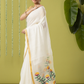 Handwoven Jamdani Muslin Saree | White | Plain Body with All-over Jamdani weaves