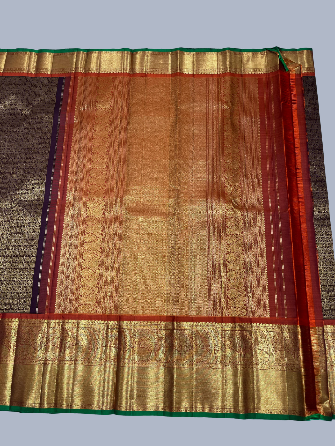 Pure Handwoven Gadwal Silk Saree in Plum Purpule - 007