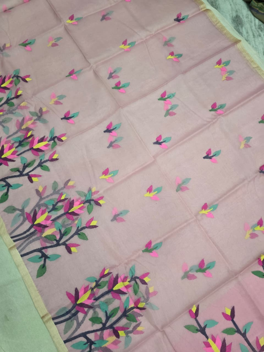 Handwoven Pure Handwoven Pure Muslin Saree |Pink