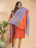 Safety Orange | Handloom Jamdani Linen Unstitched 2-Piece Kurti