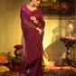 Organza Embroidery Saree With Magenta - 001